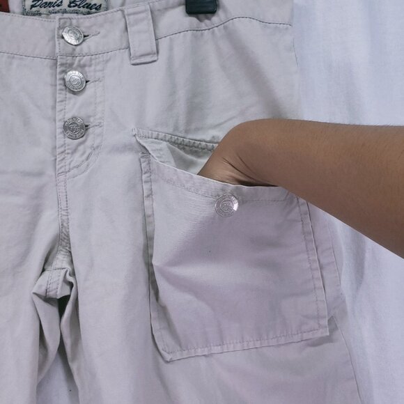 Paris Blues Soulmate Beige Button Up Front Pockets Wide Leg Cargo Pants Size 7 - Picture 9 of 15